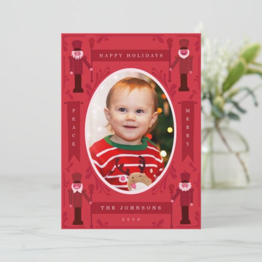 Schattige Notenkraker met Vaandels Feestdagenkaart (Staand voorkant)