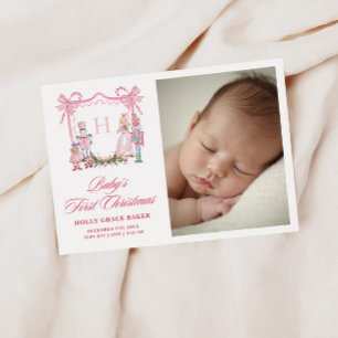 Schattige Notenkraker Monogram Wapenschild Baby Feestdagenkaart