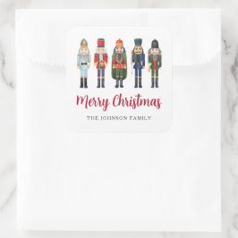 Schattige Notenkraker Prettig Kerstfeest Vierkante Sticker