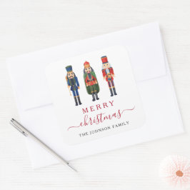 Schattige Notenkraker Prettig Kerstfeest Vierkante Sticker