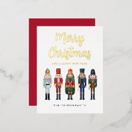 Schattige Notenkraker Prettig Kerstmis Goud Folie Feestdagen Briefkaart