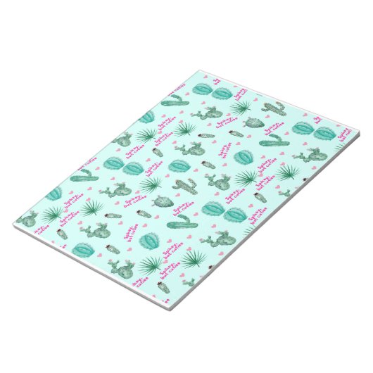 Schattige Notitieblok met cactuspatroon (Schuin)