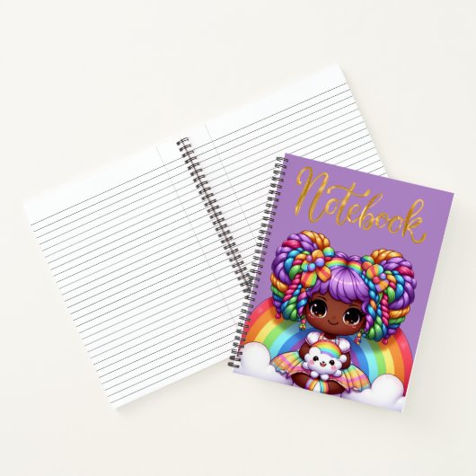 Schattige notitieboek/Schattig Regenboog chibi mei Notitieboek (Binnen)