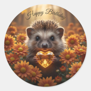 Schattige novemberegel met topazen hart ronde sticker