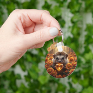 Schattige novemberegel met topazen hart sleutelhanger