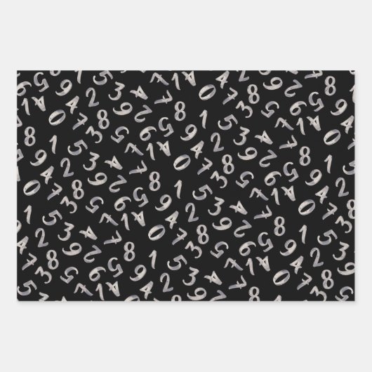 Schattige nummers Zwarte Roos Goud Patroon Wiskund Inpakpapier Vel (Voorkant 2)