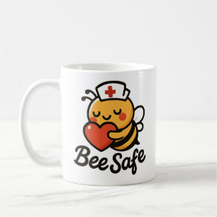 Schattige Nurse Bee Safe Heart Koffiemok