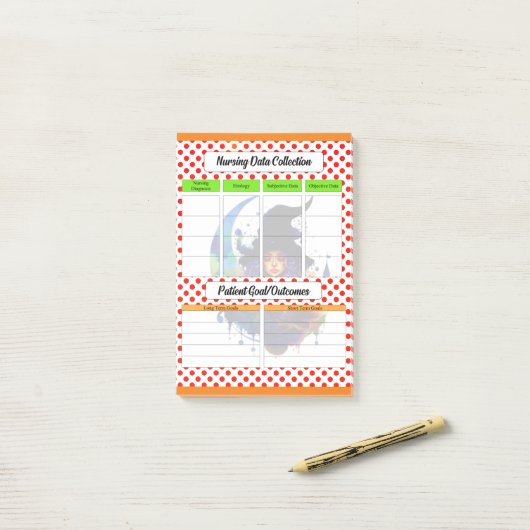 Schattige Nursing Data Collectie Sjabloon Post-it® Notes (Op bureau)