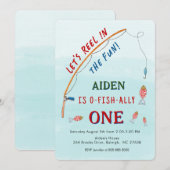 Schattige O- Fish-Ally One Vist 1e verjaardag Kaart (Voorkant / Achterkant)