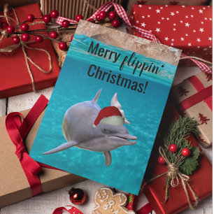 Schattige Oceaan Dolfijn Kerstman  Kaart