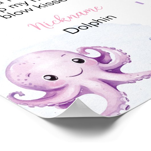 Schattige Ocean Animal onder het Zee Verjaardag Mi Poster (Hoek)