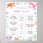 Schattige Ocean Animal onder het Zee Verjaardag Mi Poster (Voorkant)