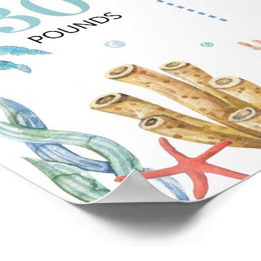 Schattige Ocean Animal onder het Zee Verjaardag Mi Poster (Hoek)