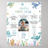 Schattige Ocean Animal onder het Zee Verjaardag Mi Poster (Voorkant)