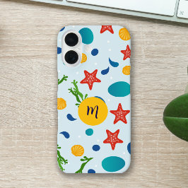 Schattige Ocean Beach Collage Custom Monogram iPhone 16 Hoesje