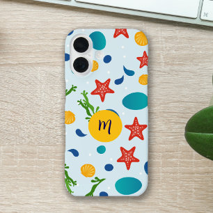 Schattige Ocean Beach Collage Custom Monogram iPhone 16 Hoesje