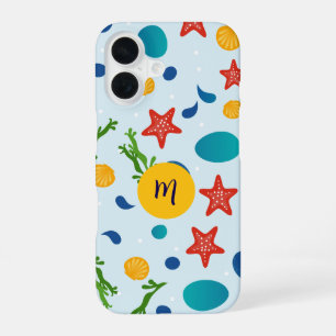 Schattige Ocean Beach Collage Custom Monogram iPhone 16 Hoesje