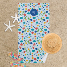 Schattige Ocean Beach Collage Custom Monogram Strandlaken