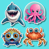 Schattige Ocean Life Set Waterdicht Sticker
