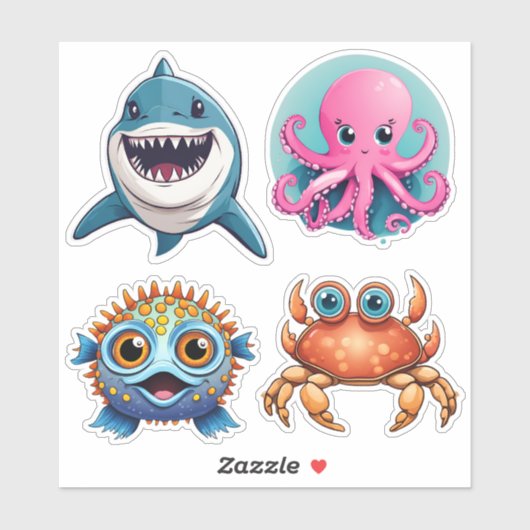 Schattige Ocean Life Set Waterdicht Sticker (Vel)