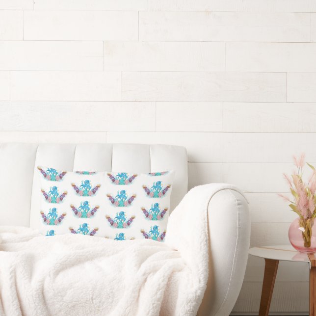 Schattige Ocean Octopus & Colorful Seashells Lumb Kussen (Bank)