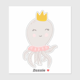 Schattige Octapus-illustratie met kroon Sticker