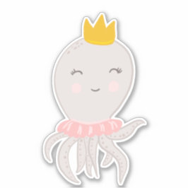 Schattige Octapus-illustratie met kroon Sticker