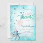 Schattige octopus ballon zomer Baby shower Kaart (Voorkant)