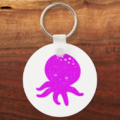 Schattige Octopus Cartoon Oude Print Papier Sleutelhanger (Voorkant)