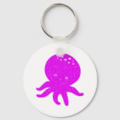 Schattige Octopus Cartoon Oude Print Papier Sleutelhanger (Achterkant)