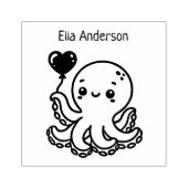 Schattige Octopus met Hartballon Rubberstempel (Afrduk)