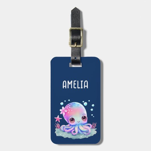 Schattige Octopus Zeedier Bagagelabel (Voorkant verticaal)