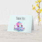 Schattige Octopus Zeewezen Dank Je Kaart (Gele Bloem)
