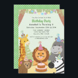 Schattige Oerwoud Animal Kids Verjaardagsuitnodigi Kaart<br><div class="desc">Vier het met dit Schattigee Oerwoud Animal Kids Birthday-ontwerp. U kunt dit verder aanpassen door op de knop "PERSONALISEREN" te klikken. Overeenkomende items in onze winkel voor een compleet feestthema. Voor verdere vragen kunt u contact met ons opnemen via ThePaperieGarden@gmail.com</div>