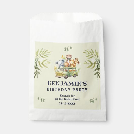 Schattige Oerwoud Animal Safari Verjaardag Dank u Bedankzakje (Voorkant)