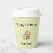 Schattige Oerwoud Animal Safari Verjaardag Papieren Bekers (Achterkant)