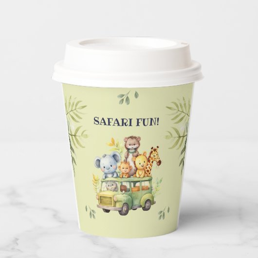 Schattige Oerwoud Animal Safari Verjaardag Papieren Bekers (Voorkant)