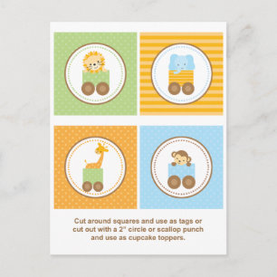 Schattige Oerwoud Animal Train Cupcake Toppers Briefkaart