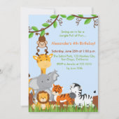 Schattige Oerwoud Animals Boy Verjaardagsfeestuitn Kaart (Voorkant)