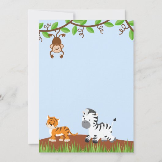 Schattige Oerwoud Animals Boy Verjaardagsfeestuitn Kaart (Achterkant)