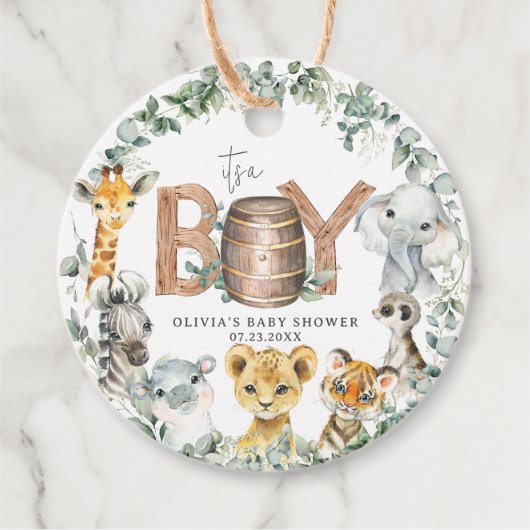 Schattige Oerwoud Animals Greenery Boy Baby shower Bedankjes Labels (Voorkant)