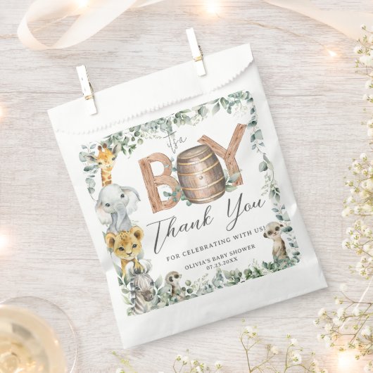 Schattige Oerwoud Animals Greenery Boy Baby shower Bedankzakje (Geknipt)