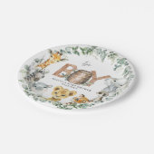 Schattige Oerwoud Animals Greenery Boy Baby shower Papieren Bordje (Gekanteld)