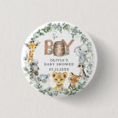 Schattige Oerwoud Animals Greenery Boy Baby shower Ronde Button 3,2 Cm (Voorkant)