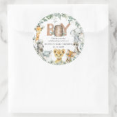Schattige Oerwoud Animals Greenery Boy Baby shower Ronde Sticker (Tas)