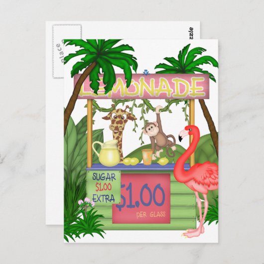 Schattige Oerwoud Animals Lemonade Stand Briefkaar Briefkaart (Voorkant / Achterkant)