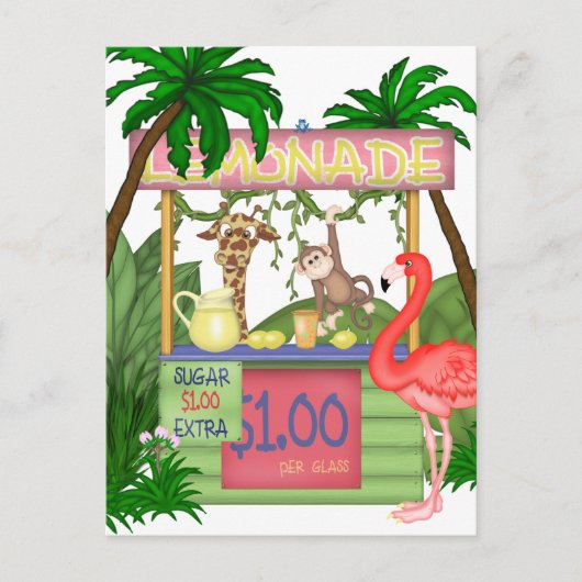 Schattige Oerwoud Animals Lemonade Stand Briefkaar Briefkaart (Voorkant)