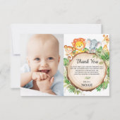 Schattige Oerwoud Animals Safari Verjaardagsfeestf Bedankkaart (Voorkant)