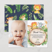 Schattige Oerwoud Animals Safari Verjaardagsfeestf Bedankkaart (Voorkant / Achterkant)