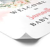 Schattige oerwoud baby olifant blush Douche welkom Poster (Hoek)